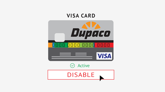 Quickly disable your Dupaco cards in Shine