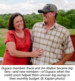 Dupaco members Tracie and Jim Walker became big fans—and new members—of Dupaco when the credit union helped them uncover big savings in their monthly budget. (B. Kaplan photo)